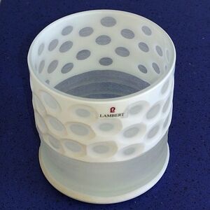 Lambert White Glass Acid Etched Candle Holder